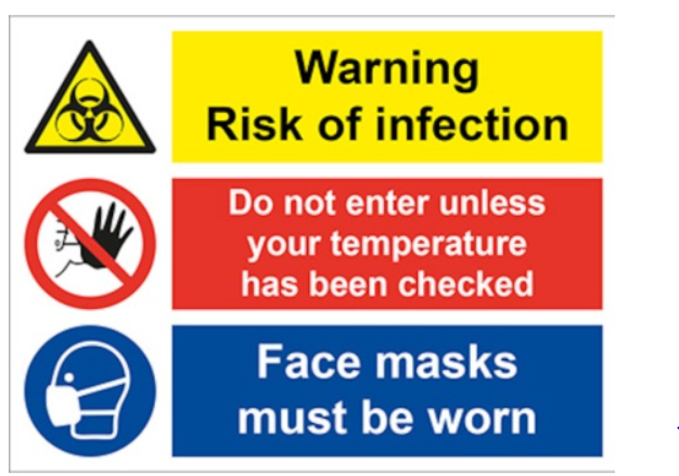 COVID-19 Warning Temp Masks HS Sign Rigid 800